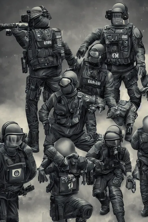 Image similar to police hazmat, highly detailed, digital art, sharp focus, trending on art station