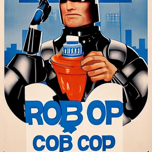 Prompt: robocop got milk? poster