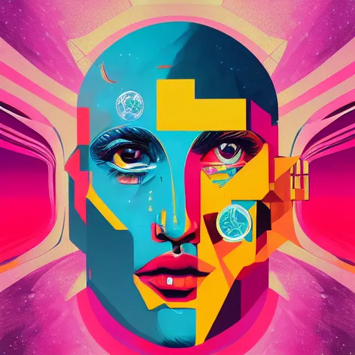 Image similar to Celestial god portrait by Tristan Eaton, geometric, trending dribble, behance