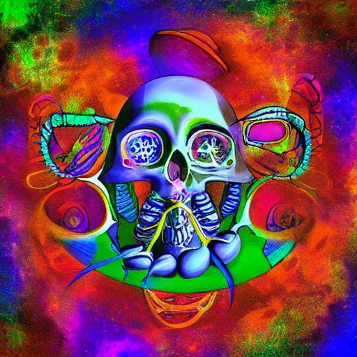 Image similar to paint surrealist 💎💀🤖, psychedelic, digital art