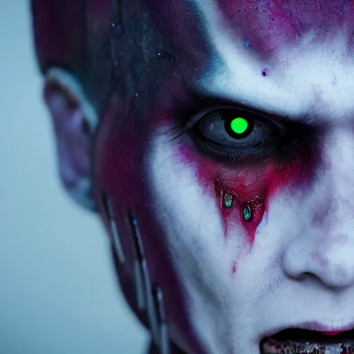 Prompt: a demon inspired by borealis created by the make up artist hungry, photographed by andrew thomas huang, cinematic, expensive visual effects