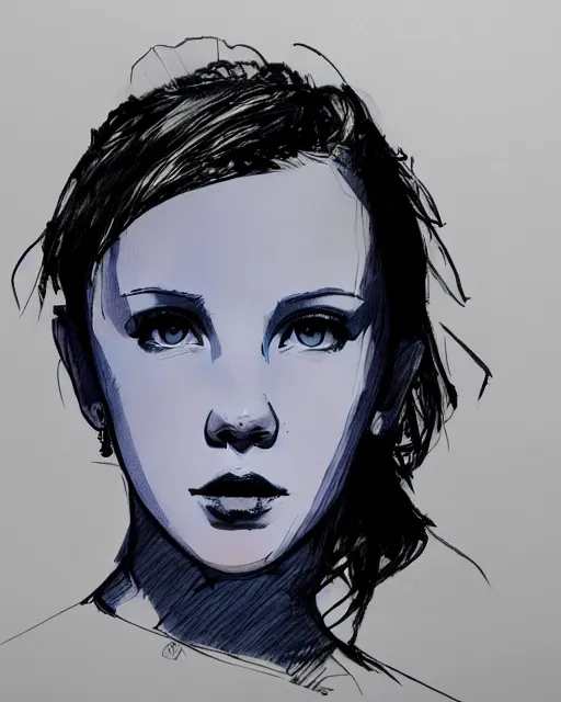 Image similar to pen sketch of millie bobby brown by yoji shinkawa