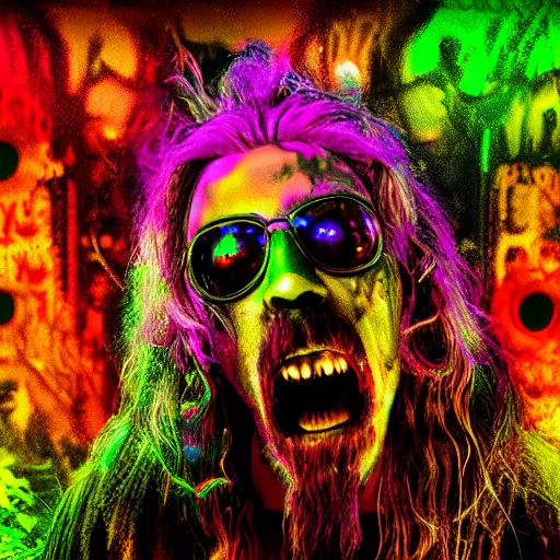 Image similar to psychedelic nightmare, rob zombie, octane render, 8k, ultra detailed