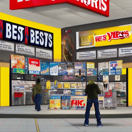 Image similar to Advertisement for Your Best Buys are Probably Not Currently at Frys, given that they are out of business, depressing economic facts, 8K HD, cgsociety, artstation