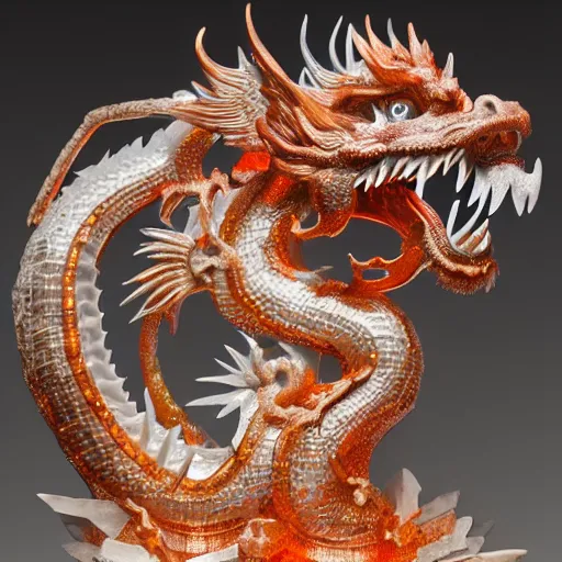 Image similar to an extremely detailed ice sculpture of a chinese dragon, studio lighting, 8K UHD