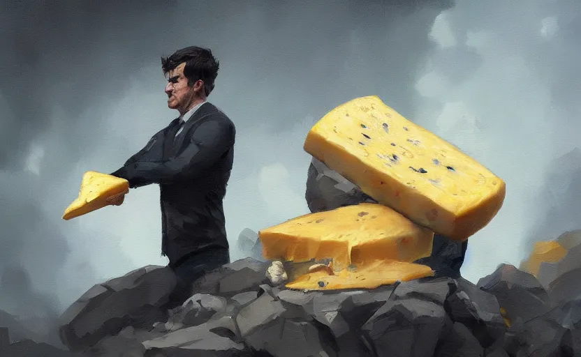 Image similar to a painting of cheese watson trending on artstation in the style of greg rutkowski