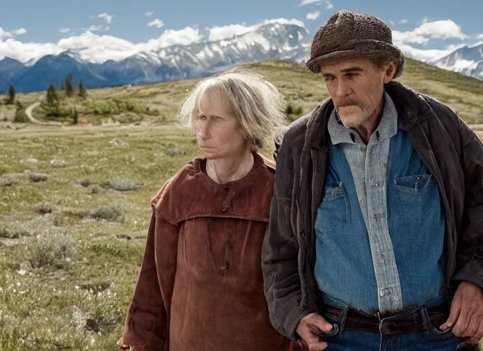 Prompt: First image from Kelly Reichardt's new film Blackadar, starring Mark Rylance as a thrill-seeking alcoholic retiree in a mountain town in 1970s Idaho. Cinematography by Dan Laustsen, shot on Kodak Vision 200T. 8k print.