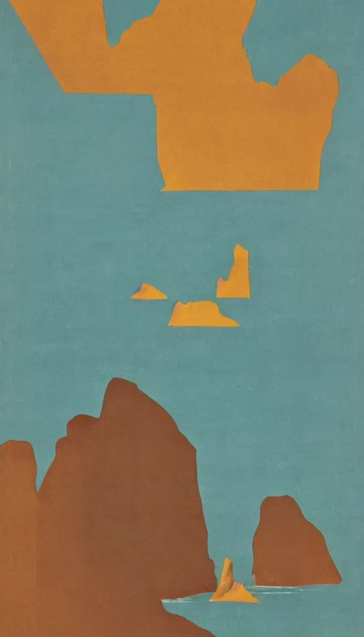 Image similar to a poster about Percé Rock, by Bauhaus and John Baldessari