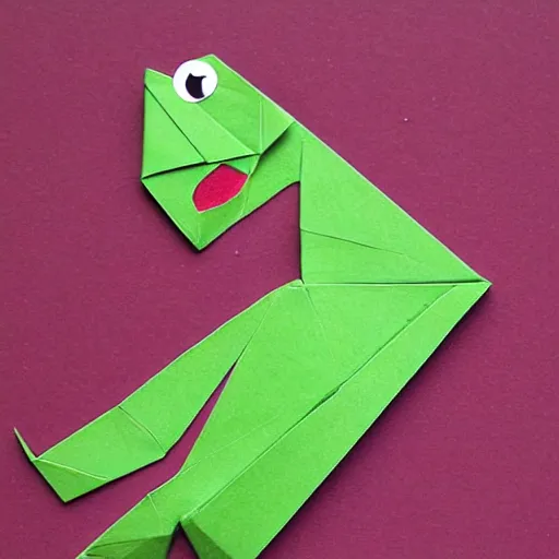 Image similar to kermit the frog as origami