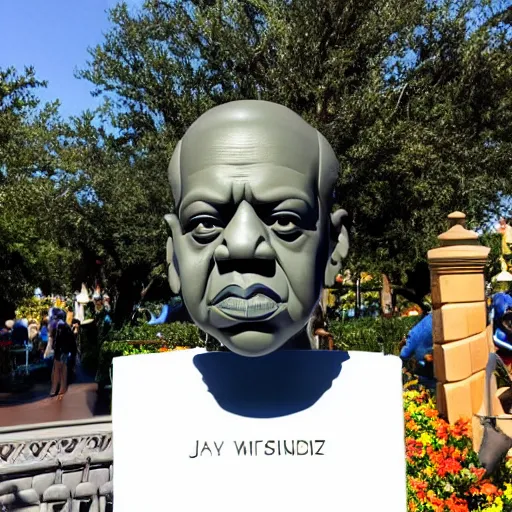 Prompt: jayz sculpture found at disney world