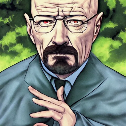 Image similar to walter white as gendo ikari, art