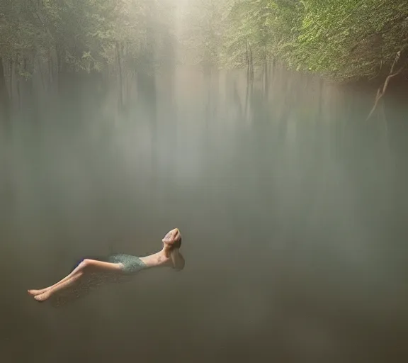 Image similar to a never before seen creature, floating in a forest, stunning photography, ambient light, 8k