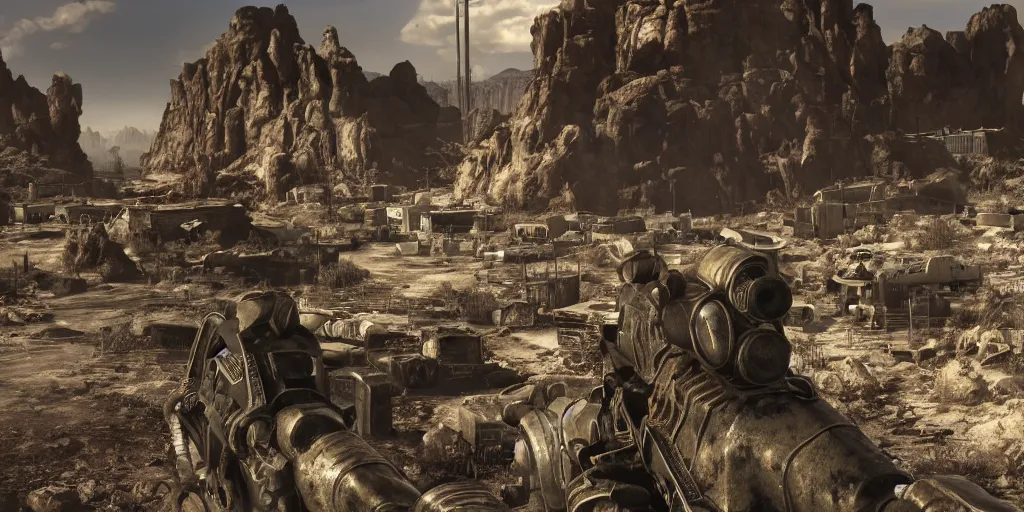 Image similar to fallout new vegas remake, realistic 4 k octane beautifully detailed render, 4 k post - processing, highly detailed, intricate complexity, epic composition, magical atmosphere, cinematic lighting, masterpiece, ultra hd