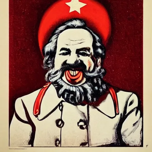 Image similar to communist clown portrait, soviet propaganda style, poster, carl marx