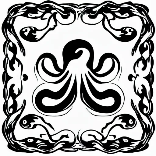 Prompt: octopus vector logo, as emblem for a group of university students in mathematics and physics, sharp modern design, black and white, svg