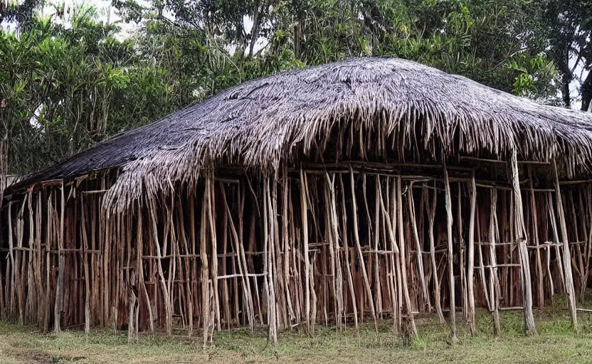 Image similar to “ indigenous long house, but very long ”