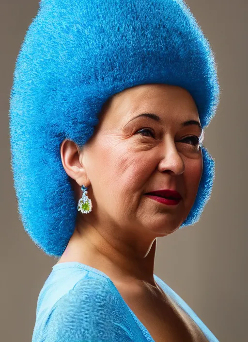 Image similar to portrait photo still of real life marge simpson, 8 k, 8 5 mm, f. 1 4