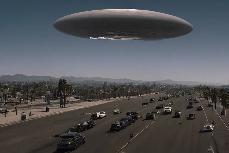 Prompt: Santa Monica alien invasion by Emmanuel Lubezki