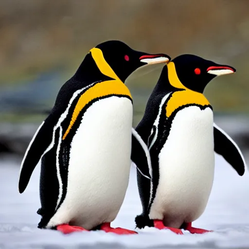 Prompt: penguins wearing hats