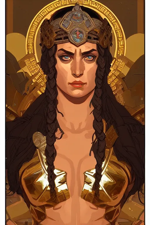 Prompt: pixel art of the Greek godess Hera looking angry, rusty armor, portrait, beautiful face, symmetric face, by Artgerm and Greg Rutkowski and Alphonse Mucha