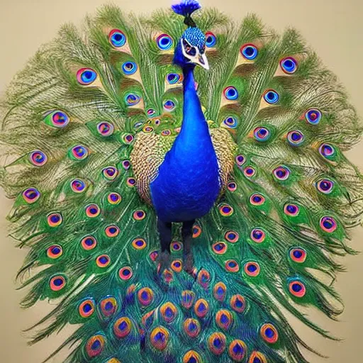 Peacock Oil Pastel Painting - Tamara Jaeger Fine Art