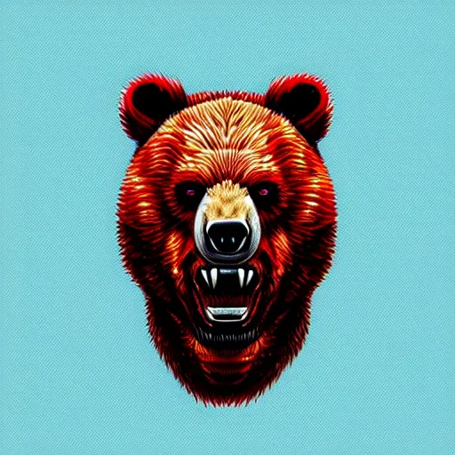 Image similar to digital art logo, angry bear , by James Jean and by artgerm , ultradetailed, trending on artstation,