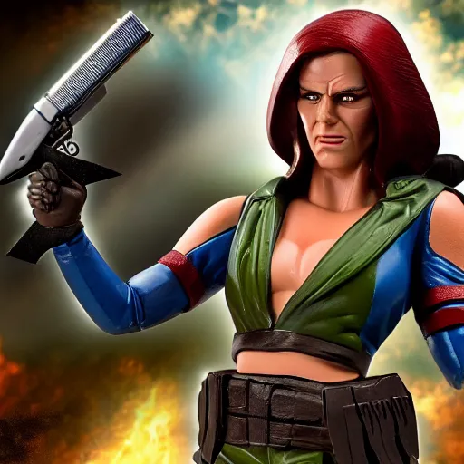 Prompt: zartan fighting lady jane from hasbro g. i joe photo realistic 8 k resolution