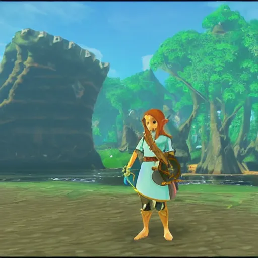 Image similar to “ a still the zora ’ s domain ( ocarina of time ) in breath of the wild ”