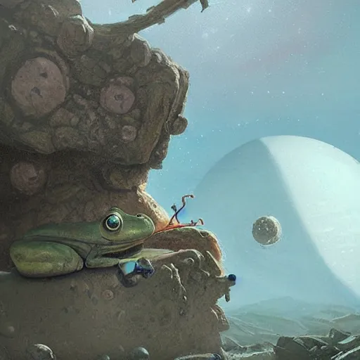 Prompt: a frog on a mysterious planet named kapla - n 9 - i by greg rutkowski, by artgem