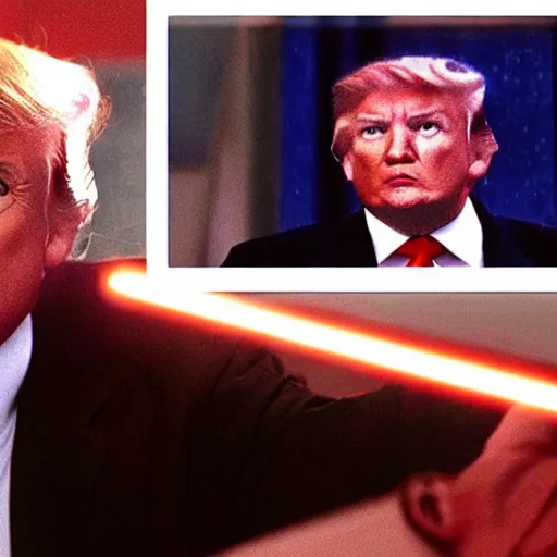 Image similar to A film still of Donald Trump as obi wan kenobi realistic,detailed