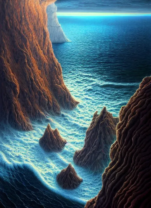 Prompt: A hyper-detailed 3d render like a Oil painting of the Aquatic-Cliffs of the Great-Sand-Sea, surrealism!!!!! surreal concept art, lifelike, dramatic lighting, photorealistic, digital painting, aesthetic, smooth, sharp focus, Artstation HD, by Greg Rutkowski, Chris Tulloch McCabe, Valentina Remenar and Asher Duran,