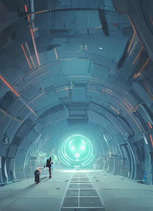 Image similar to underground futuristic tunnel, nuclear powered, detailed, futuristic, cory loftis, james gilleard, atey ghailan, makoto shinkai, goro fujita, studio ghibli, rim light, exquisite lighting, clear focus, very coherent, plain background