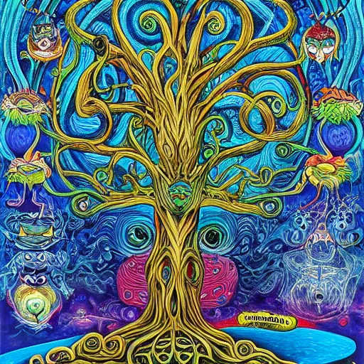 Image similar to tree of life painting by aaron brooks, chris dyer, android jones, and alex grey