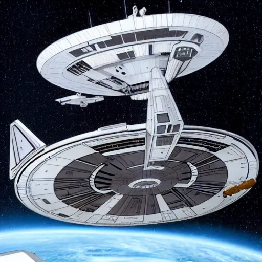 Prompt: The Starship Enterprise 1701-D chasing the Millenium Falcon