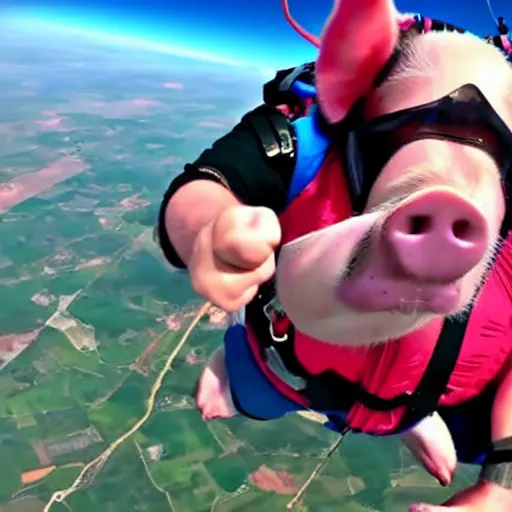 pig skydiving, epic vibrant gopro footage, Stable Diffusion OpenArt