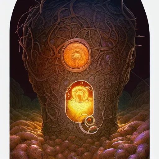 Image similar to fungus labyrinth mohawk projector portrait by gaston bussierre and charles vess and james jean and erik jones and rhads, inspired by rick and morty, epic, funny, huge scale, beautiful fine face features, intricate high details, sharp, ultradetailed