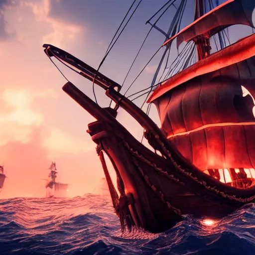 Image similar to sirens capturing a pirate ship, highly detailed, photorealistic portrait, bright studio setting, studio lighting, crisp quality and light reflections, unreal engine 5 quality render