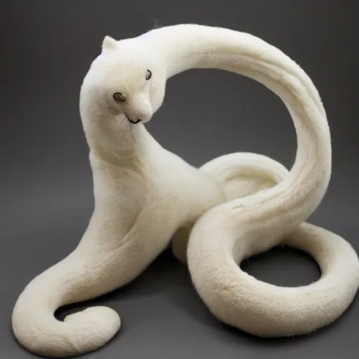 Image similar to furry fluffy floof serpent, white marble with gold accents, by ellen jewett