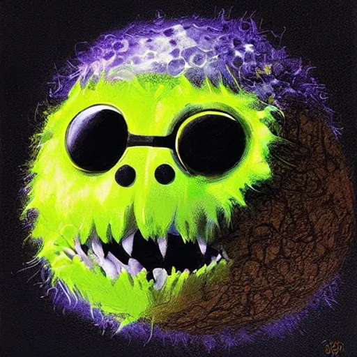 Image similar to a tennis ball monster, digital art, fantasy, magic, trending on artstation, ultra detailed, professional illustration by Basil Gogos