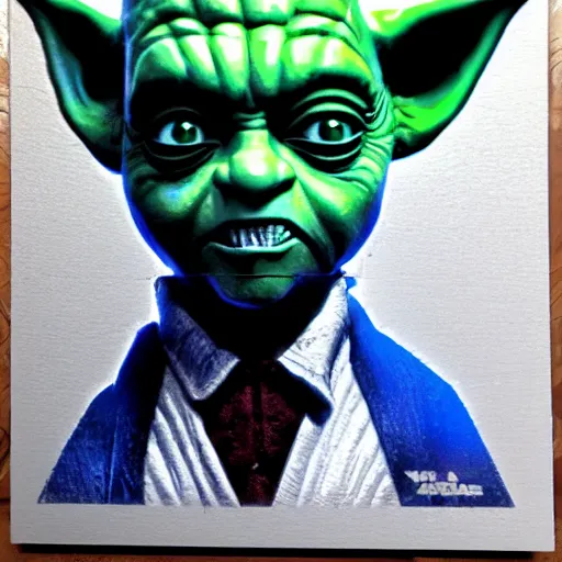 Image similar to Yoda as The Joker 8k hdr