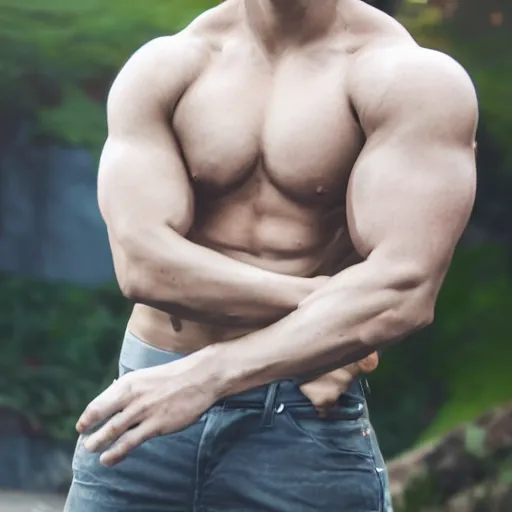 Prompt: youtuber derek from moreplatesmoredates very muscular in real life, 8 k, 4 k uhd, realistic, hyper realistic, super detailed, very detailed, detailed