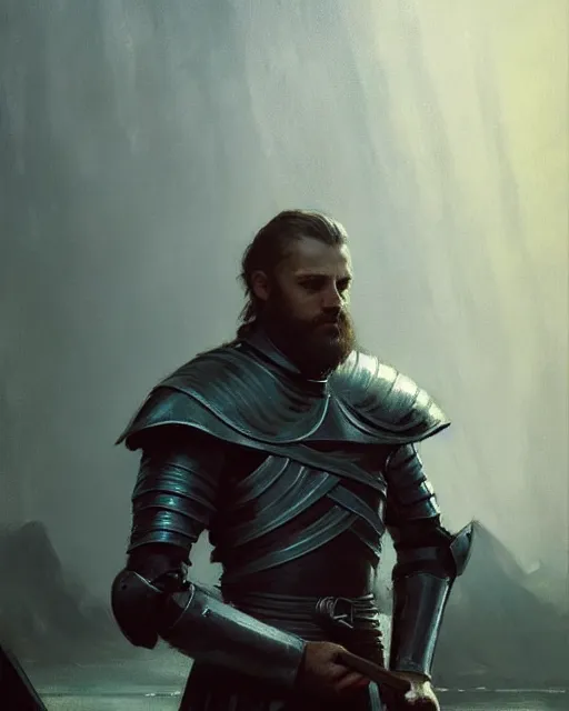 Image similar to nilfgaardian knight from gwent. fantasy art by greg rutkowski, gustave courbet, rosa bonheur, edward hopper. faithfully depicted facial expression, perfect anatomy, sharp focus, global illumination, radiant light, detailed and intricate environment, trending on artstation