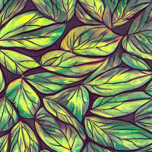 Prompt: leaves on a stream, digital art