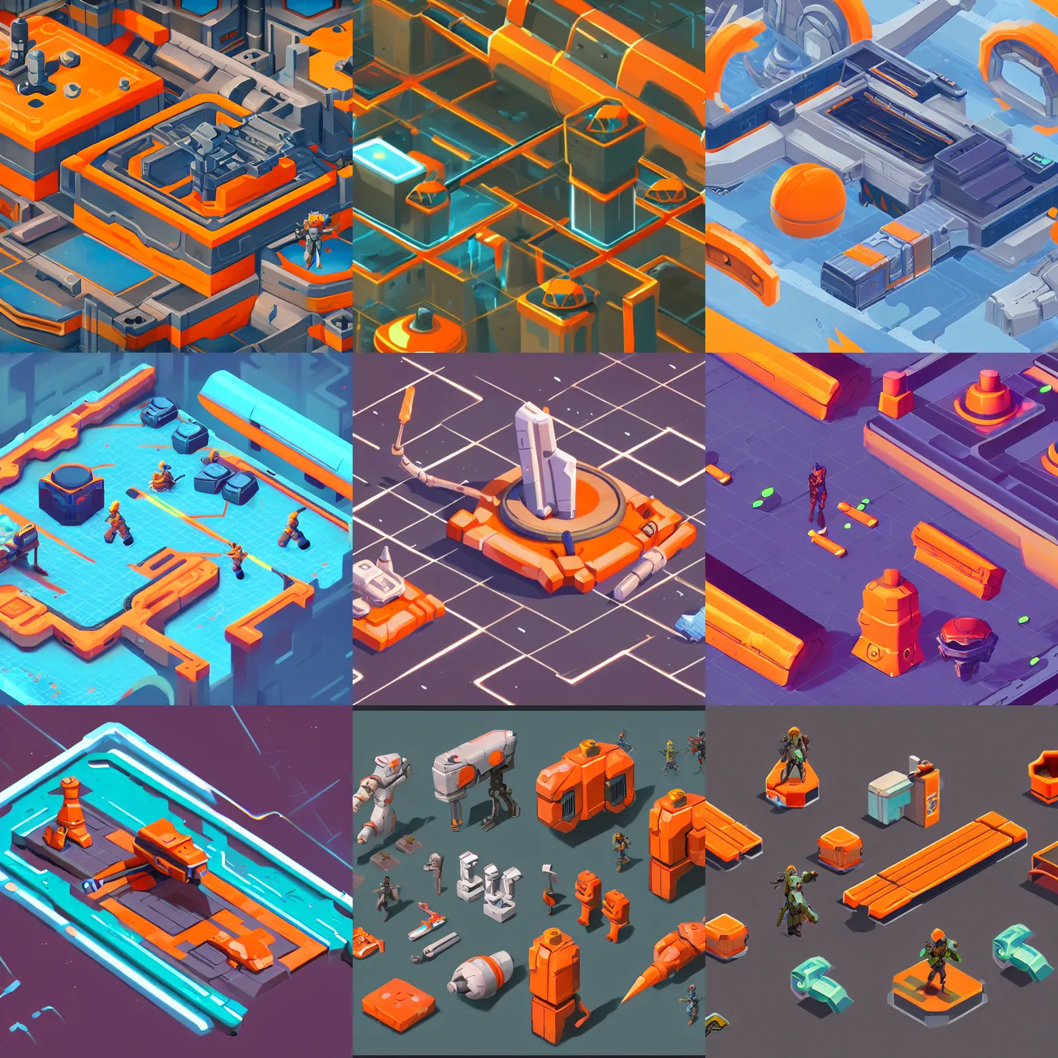 Prompt: isometric game asset of a scifi weapon, in gouache detailed paintings, props, stylized, 2 d sprites, kitbash, overwatch, white and orange color scheme, 8 k, close up