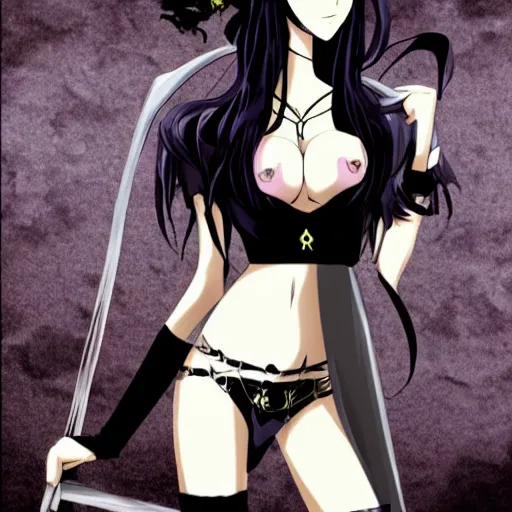 Image similar to Beautiful goth anime girl in style of vampire hunter d