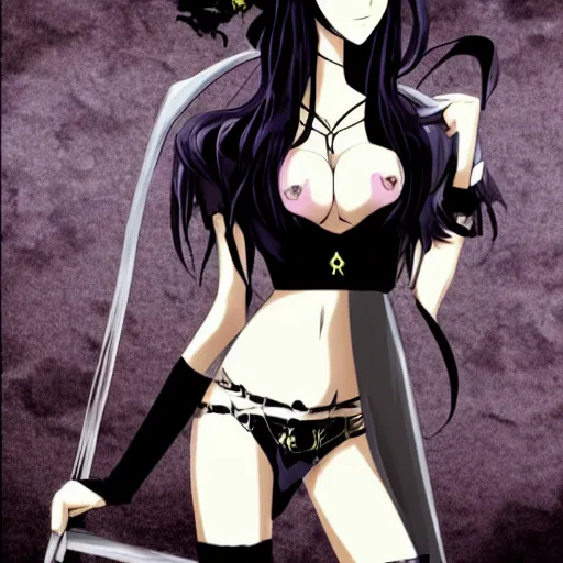 Prompt: Beautiful goth anime girl in style of vampire hunter d