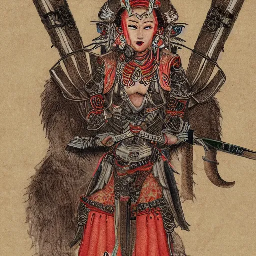 Prompt: The Apsaras Warrior of rat, Chinese textures, by Brooks Shade