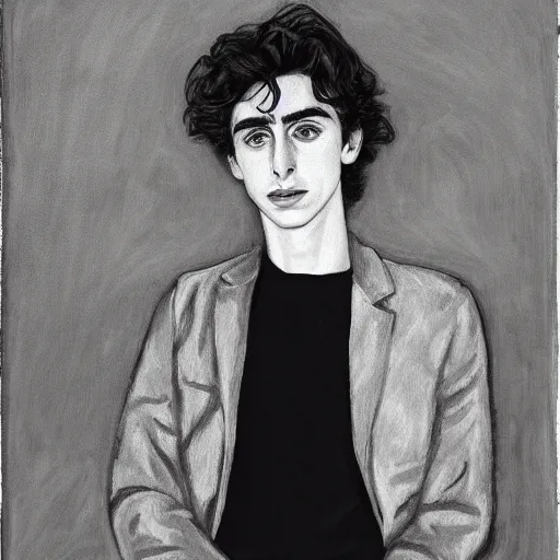 Image similar to a portrait of timothee chalamet by elizabeth payton from the museum of modern art