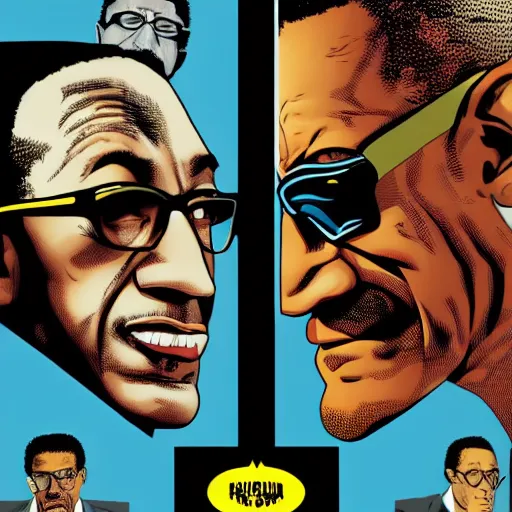 Prompt: batman versus gus fring, poster, movie poster, facing each other, side angle, imax, highly detailed, cel-shaded