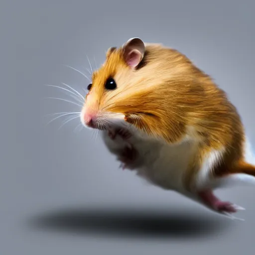 Prompt: hamster flying at the speed of light, realistic, sci-fi, photoshop